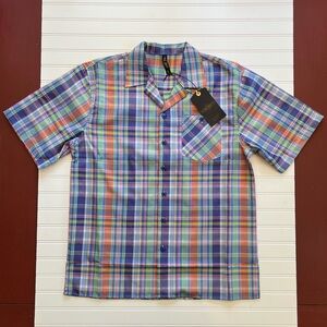 True Rock Retro Blue Multi Plaid Casual Button Down Shirt NWT Size XL
